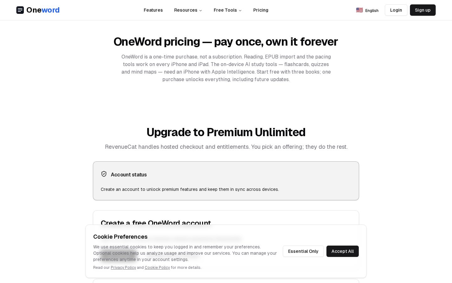Oneword Pricing