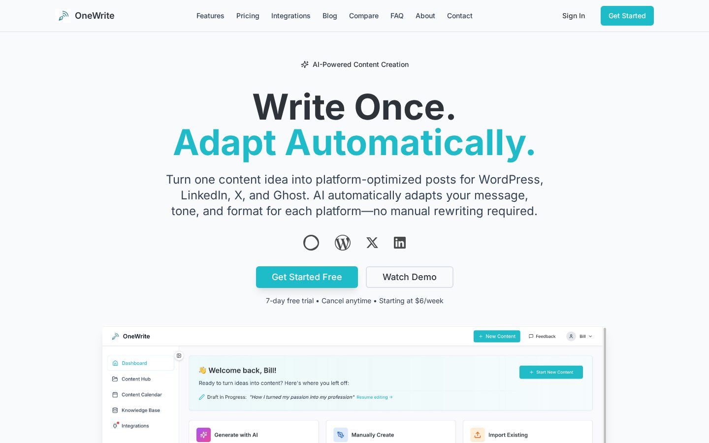 OneWrite Homepage