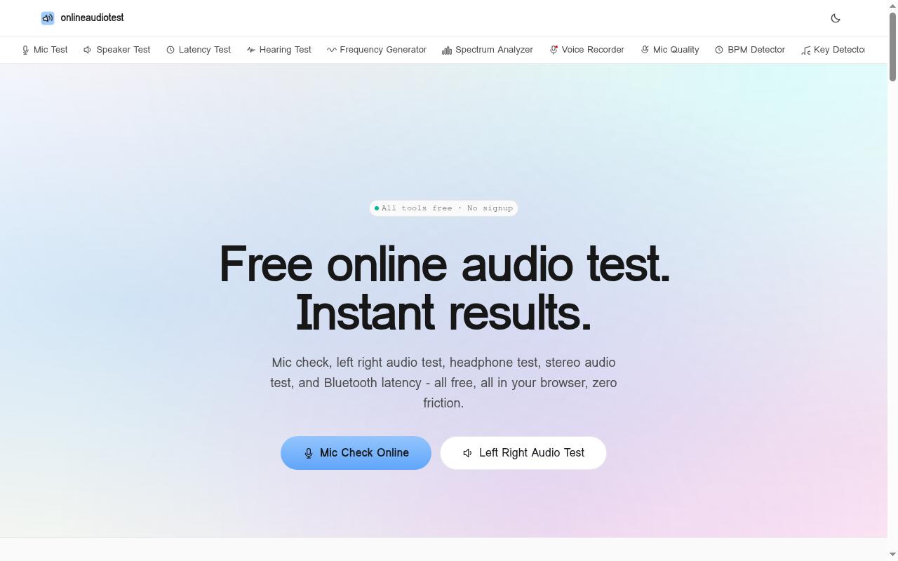 online audio test Homepage