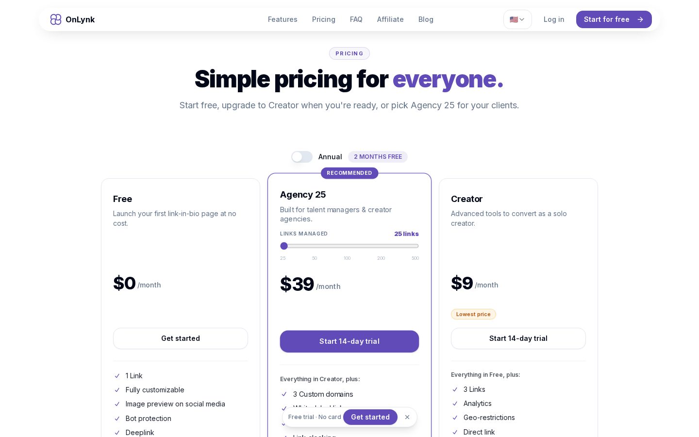 OnLynk Pricing