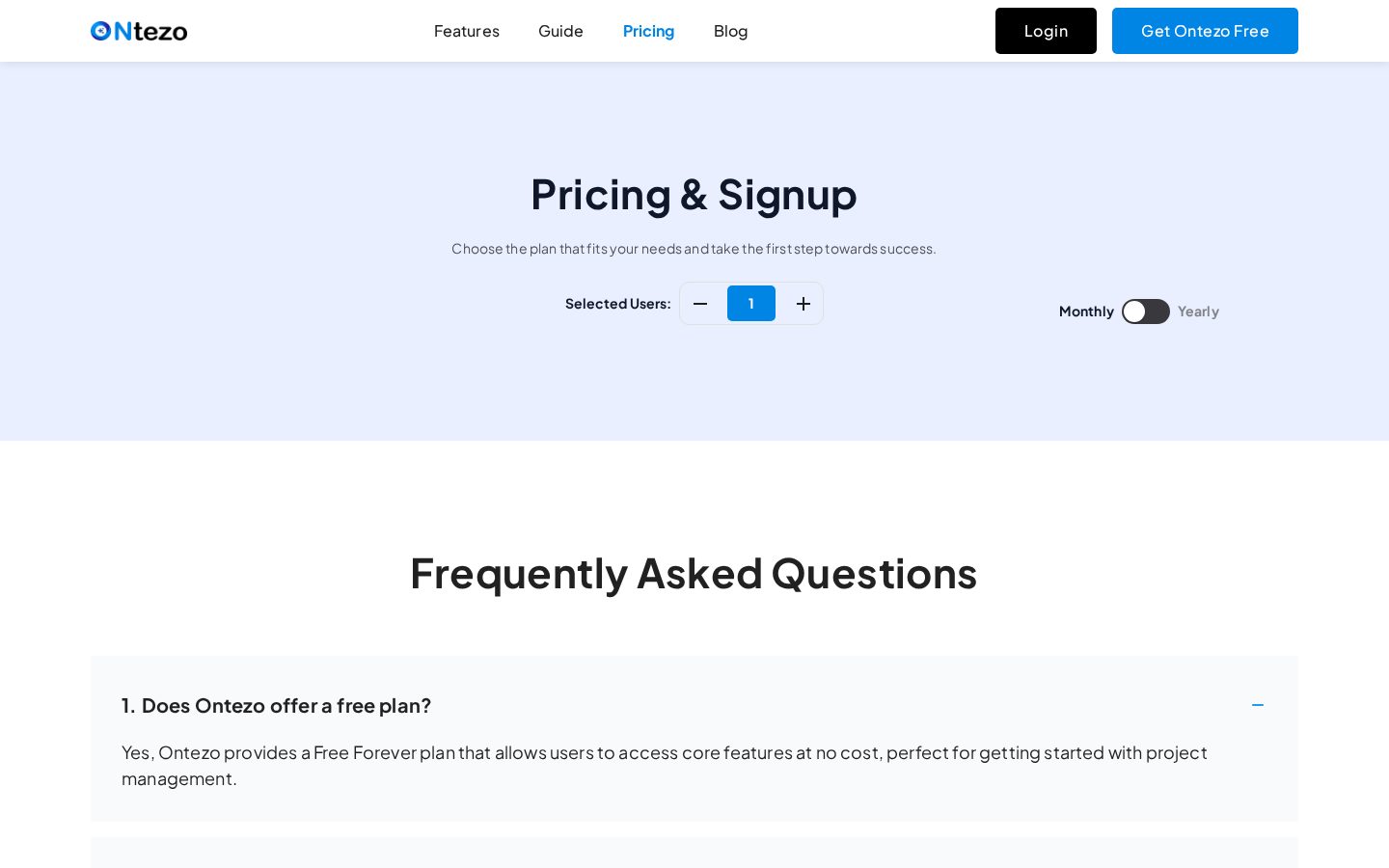 Ontezo Pricing