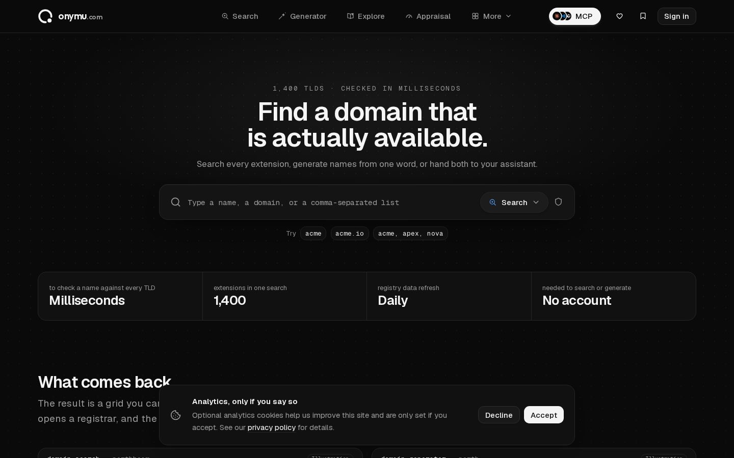 Onymu Homepage