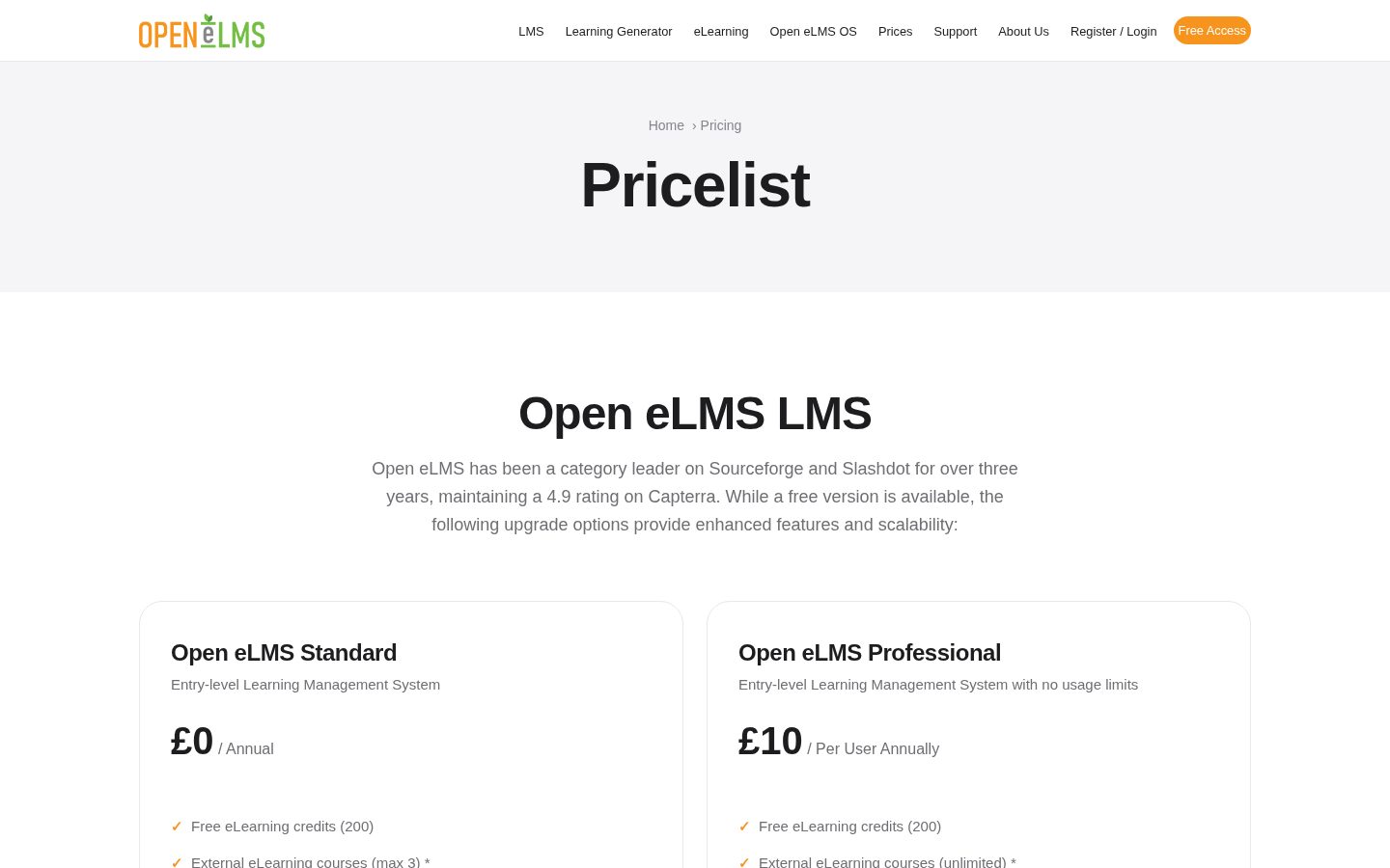 Open eLMS Pricing