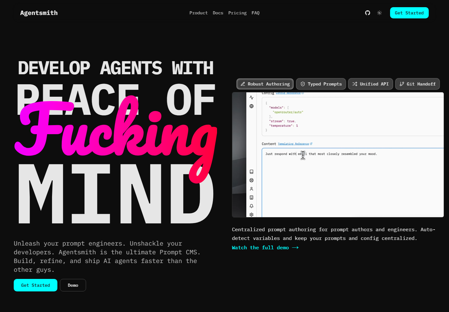 Open Source Prompt CMS homepage