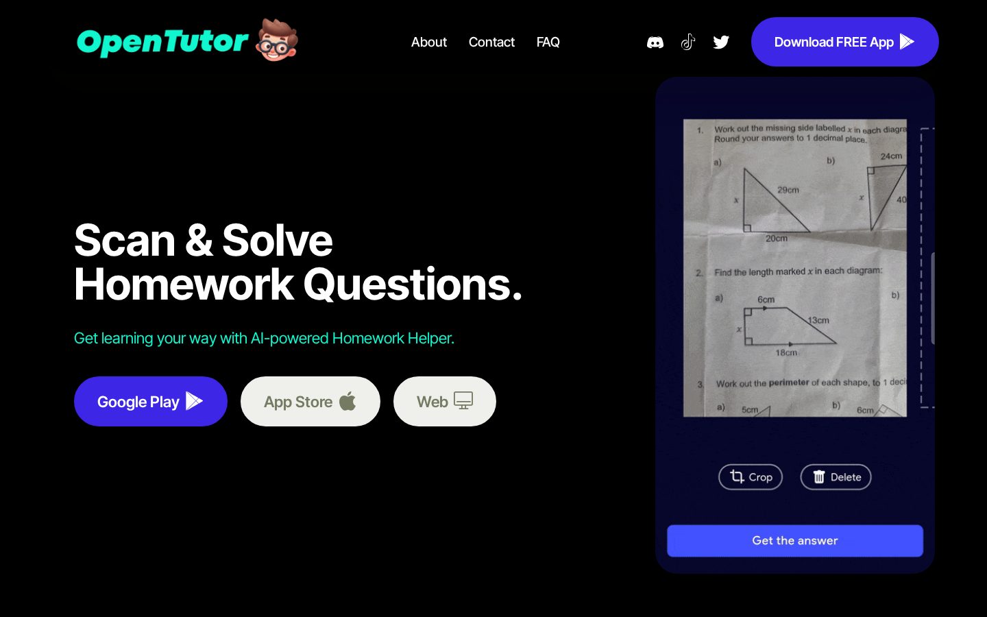 Open Tutor App Homepage
