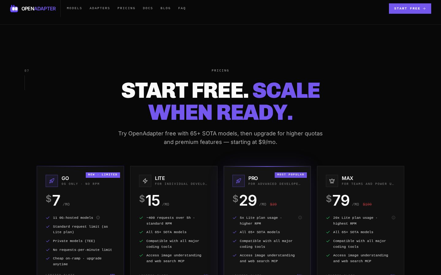 OpenAdapter Pricing