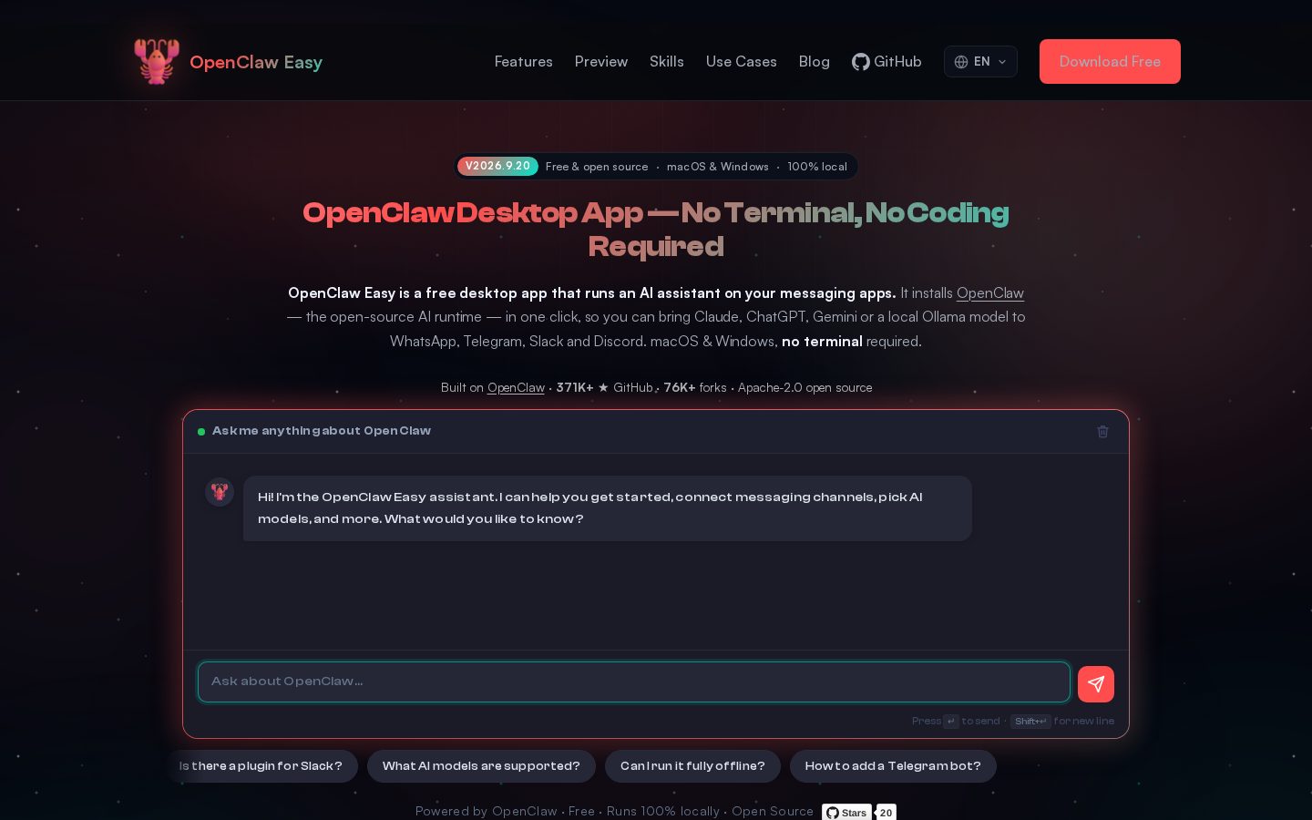 OpenClaw Desktop App Homepage
