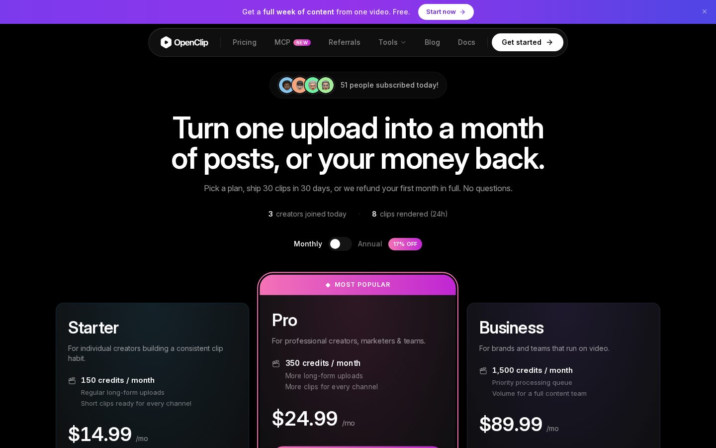 OpenClip Pricing