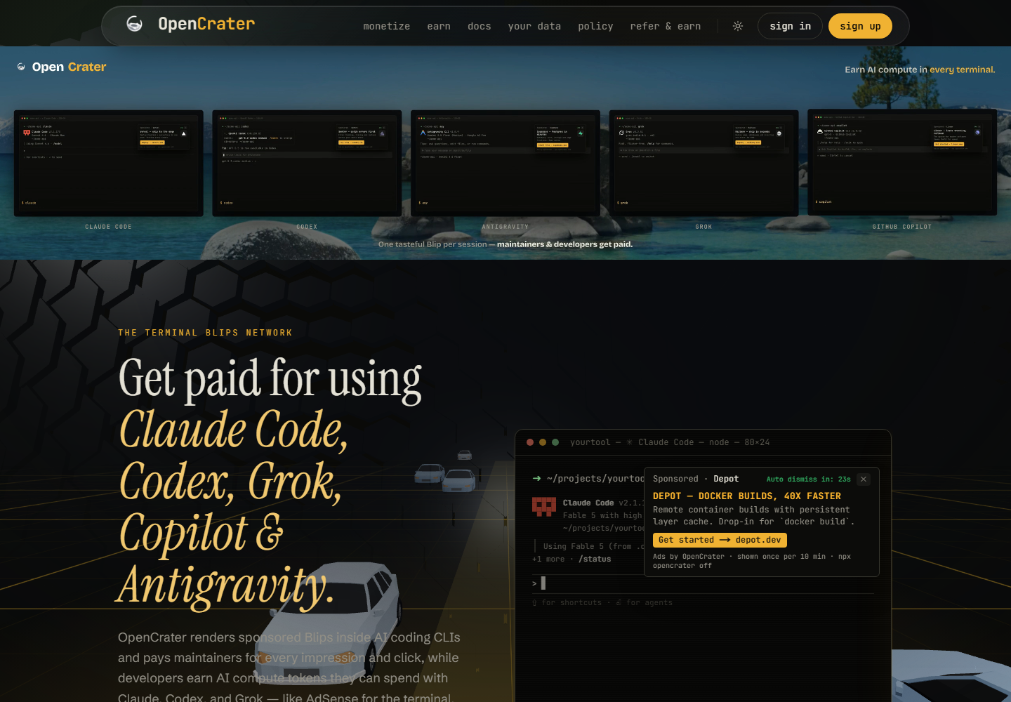 OpenCrater homepage
