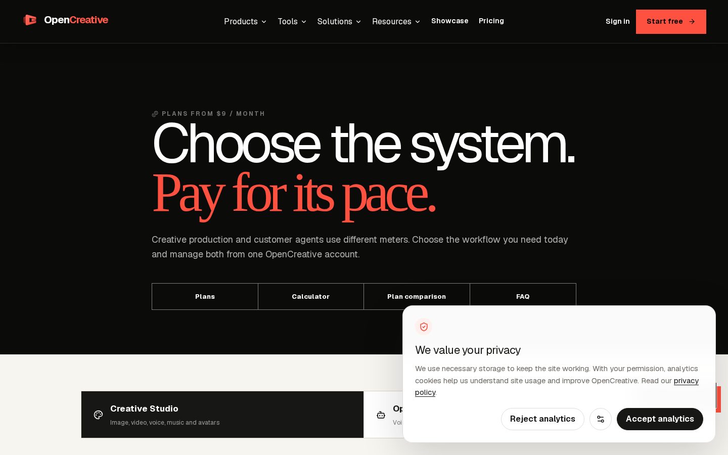 OpenCreative Pricing