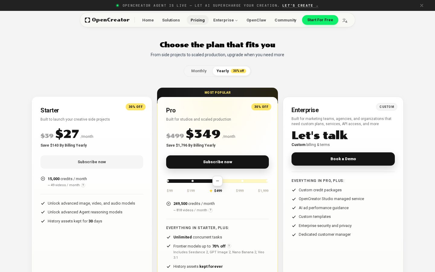 OpenCreator Pricing