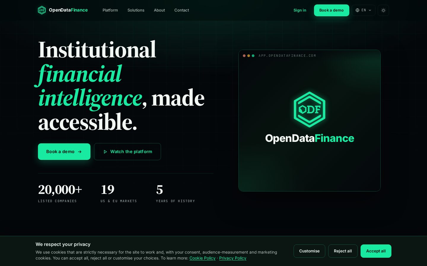 OpenData Finance Homepage