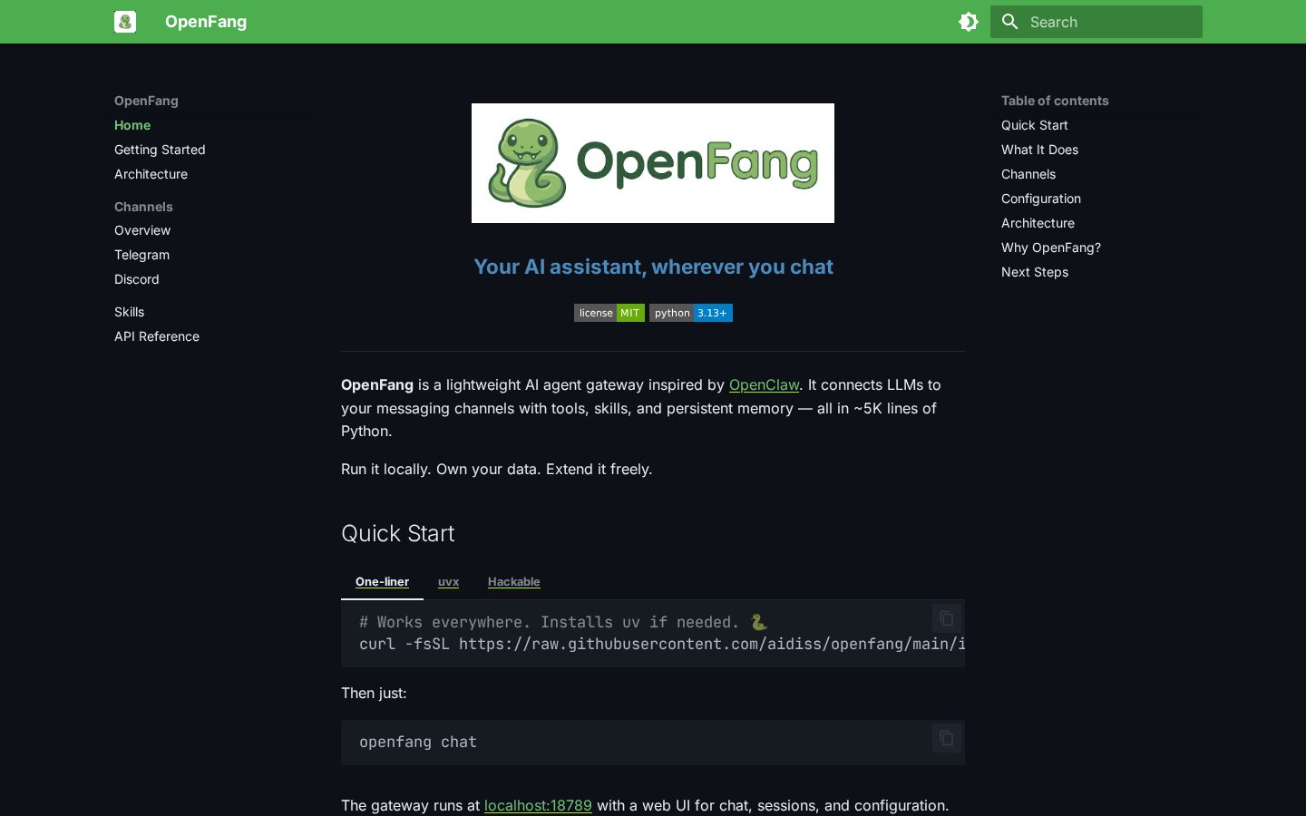OpenFang Homepage