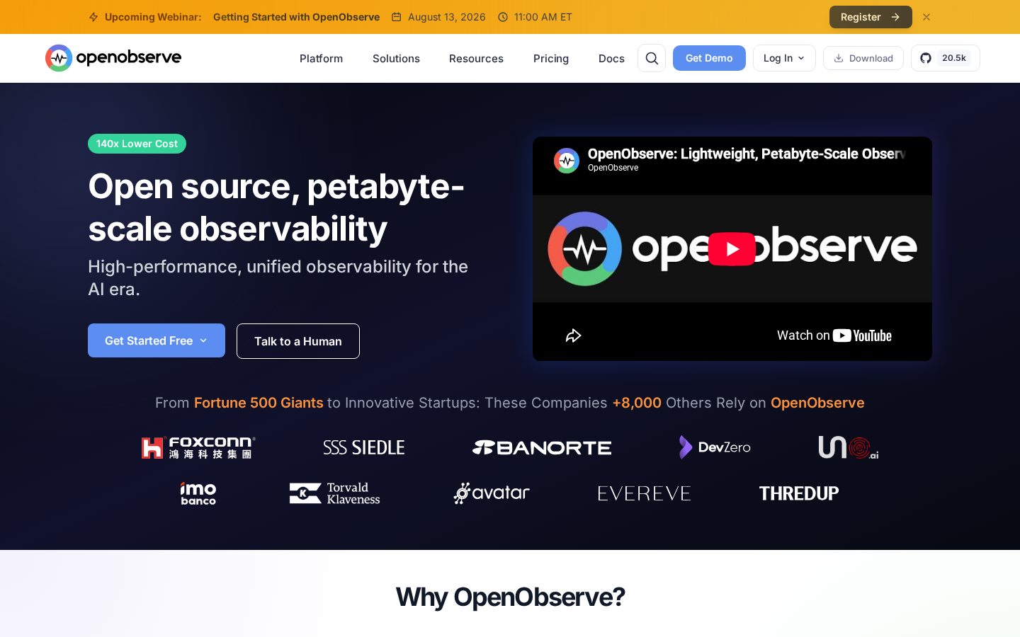 OpenObserve Homepage