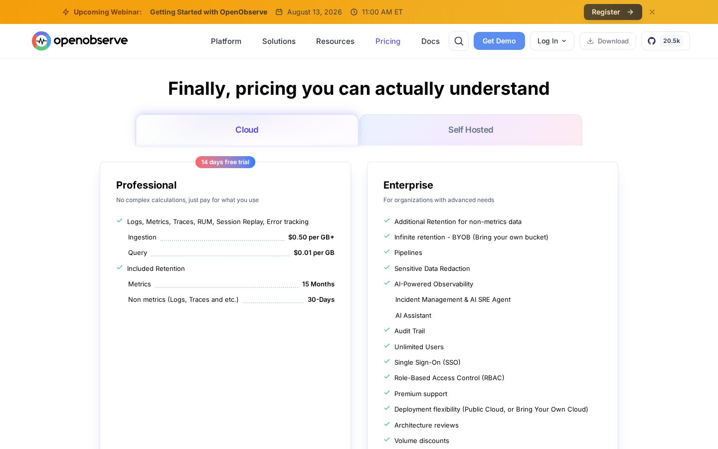 OpenObserve Pricing