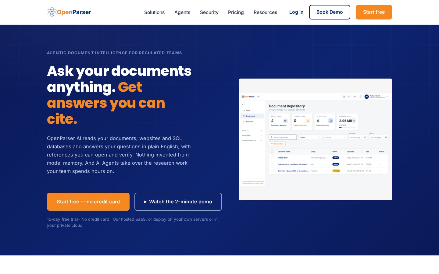 OpenParser AI Homepage