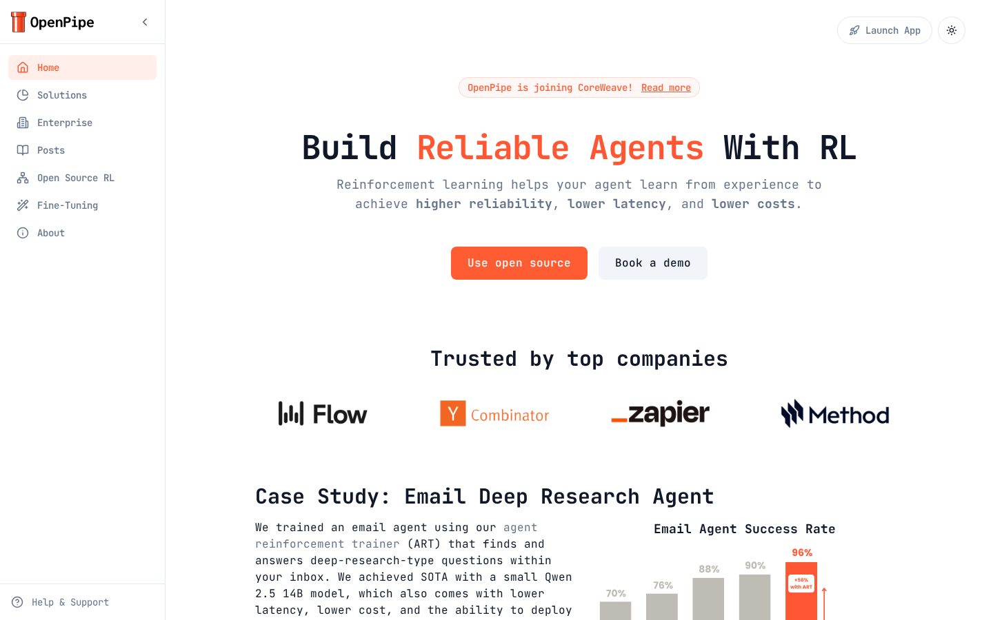 OpenPipe Homepage