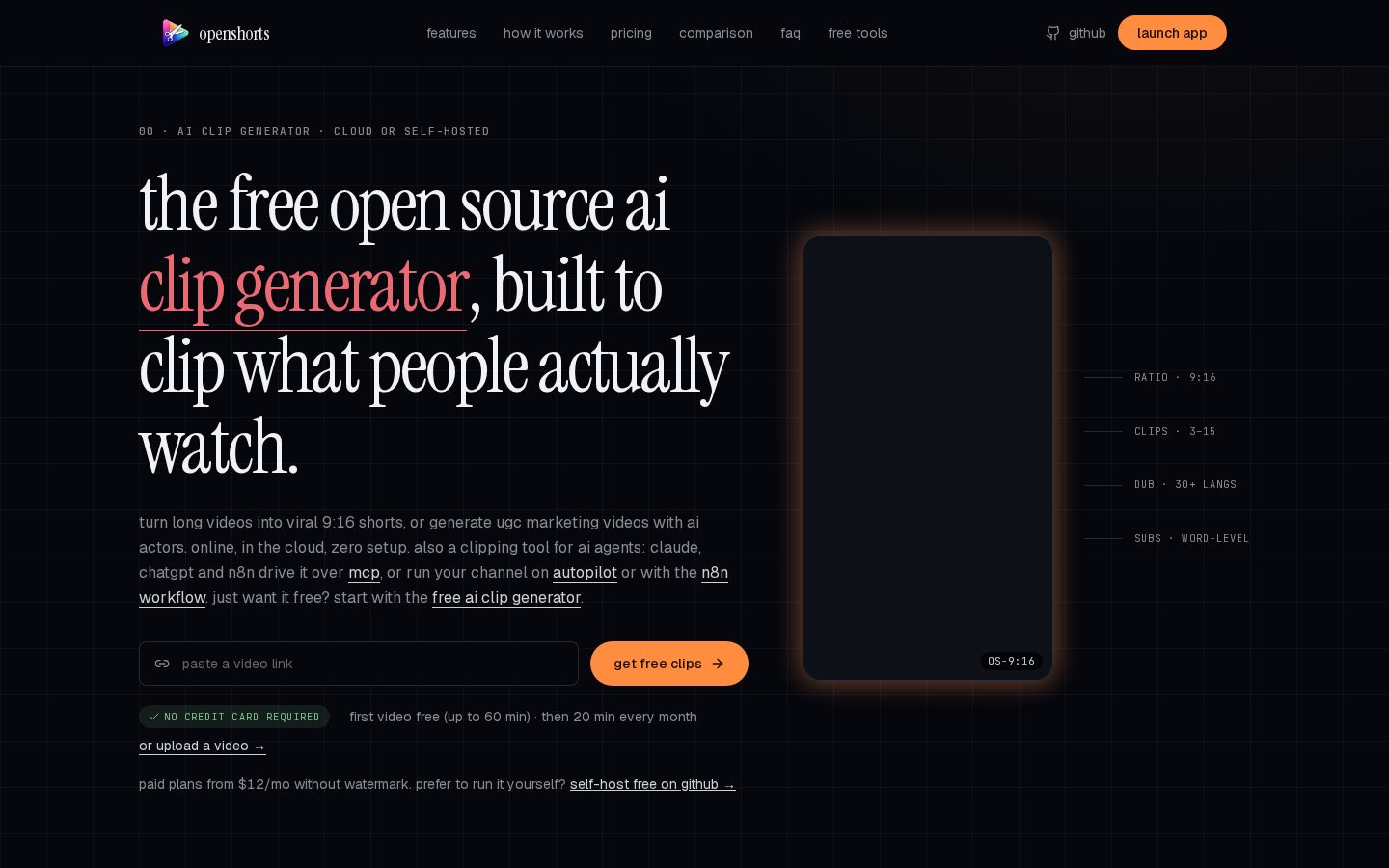 OpenShorts Homepage