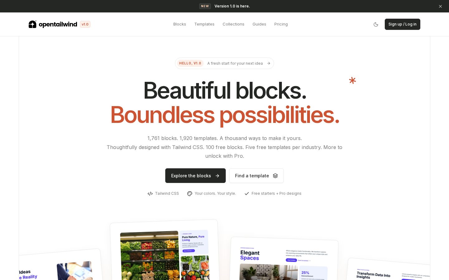 OpenTailwind Homepage