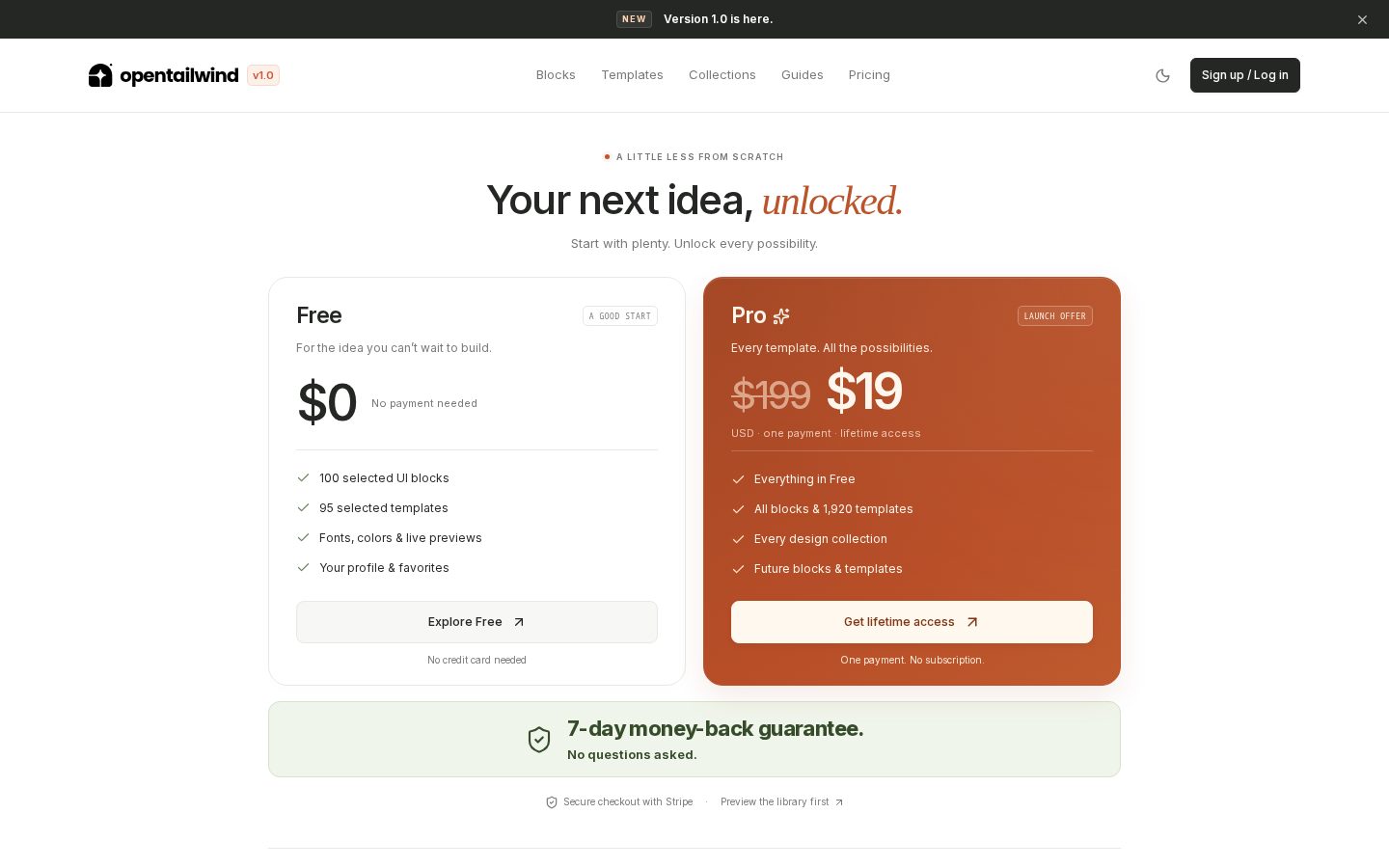 OpenTailwind Pricing