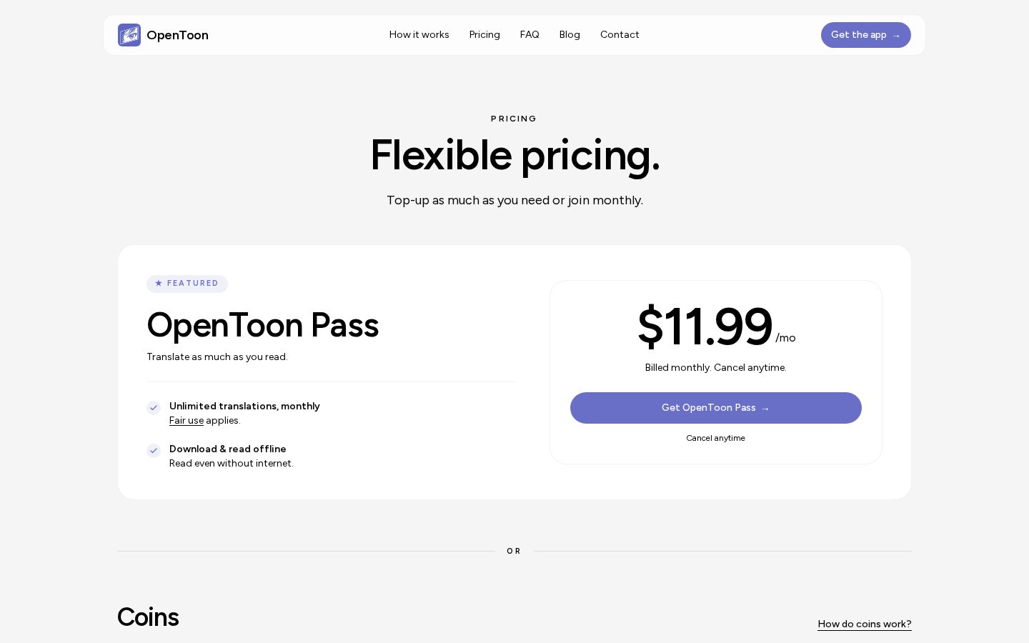 OpenToon Pricing
