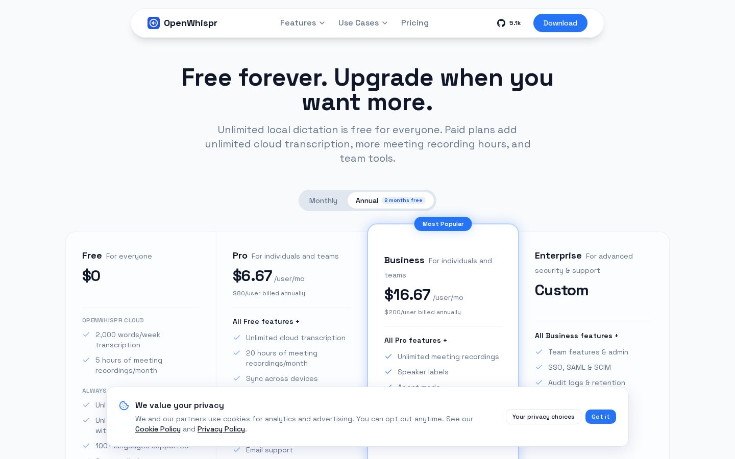 OpenWispr Pricing