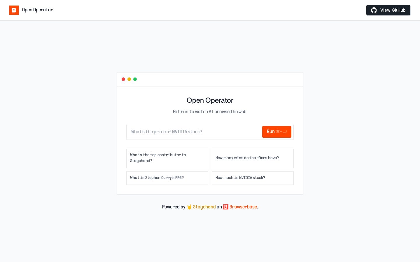 Operator by BrowserBase Homepage