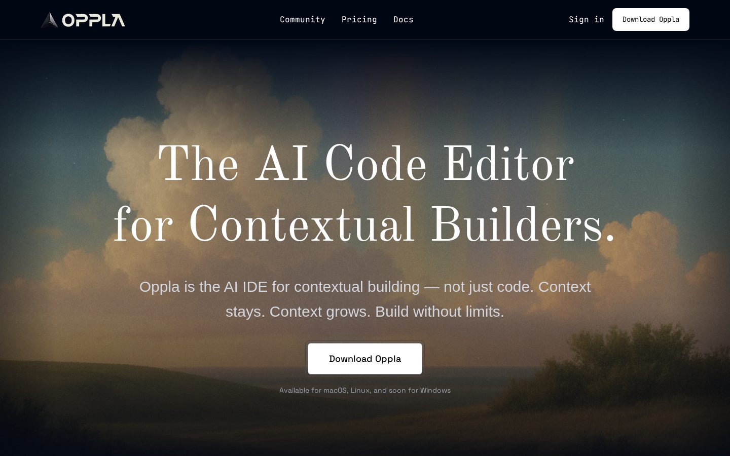 Oppla AI IDE Homepage