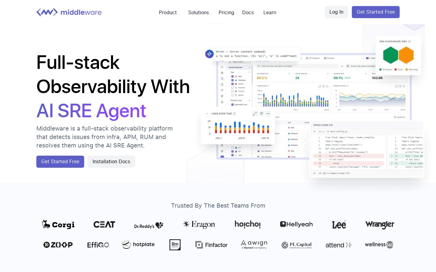 Ops AI by Middleware Homepage