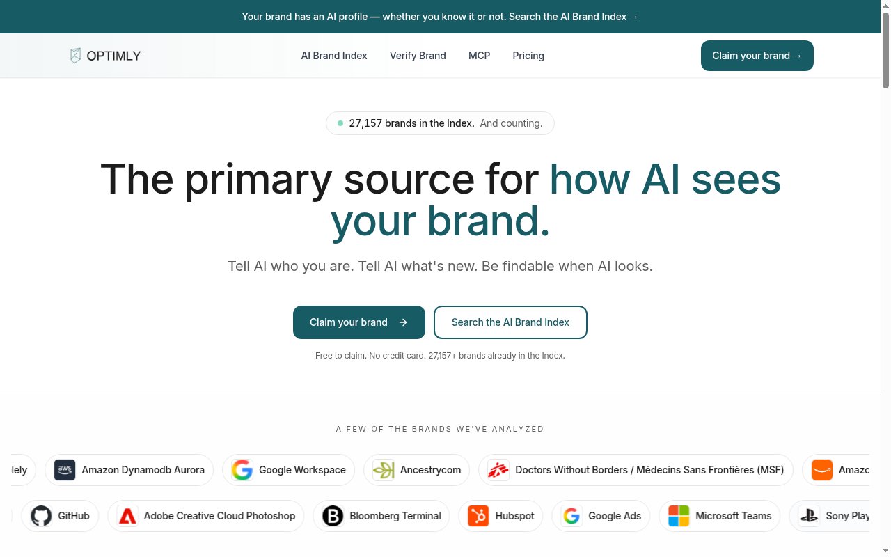 Optimly homepage