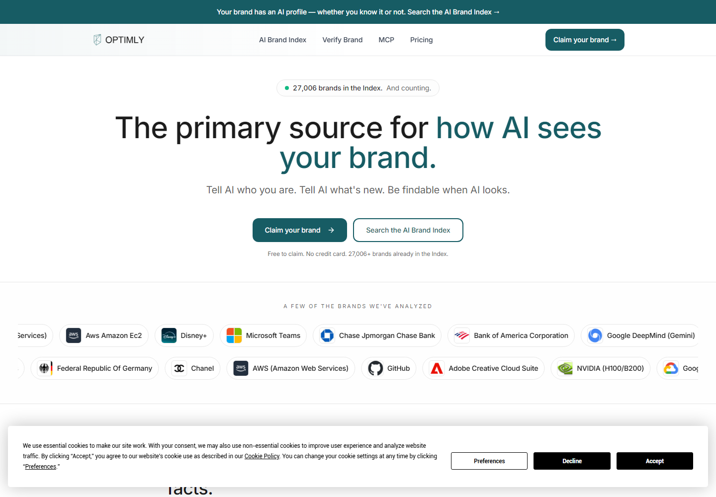 Optimly homepage