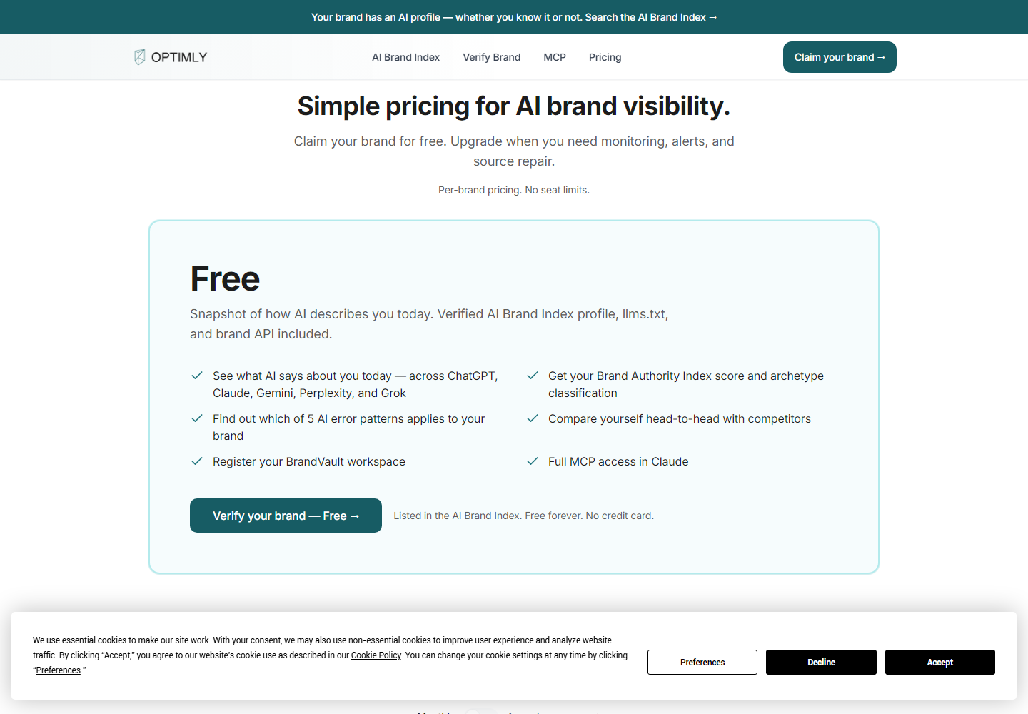 Optimly pricing