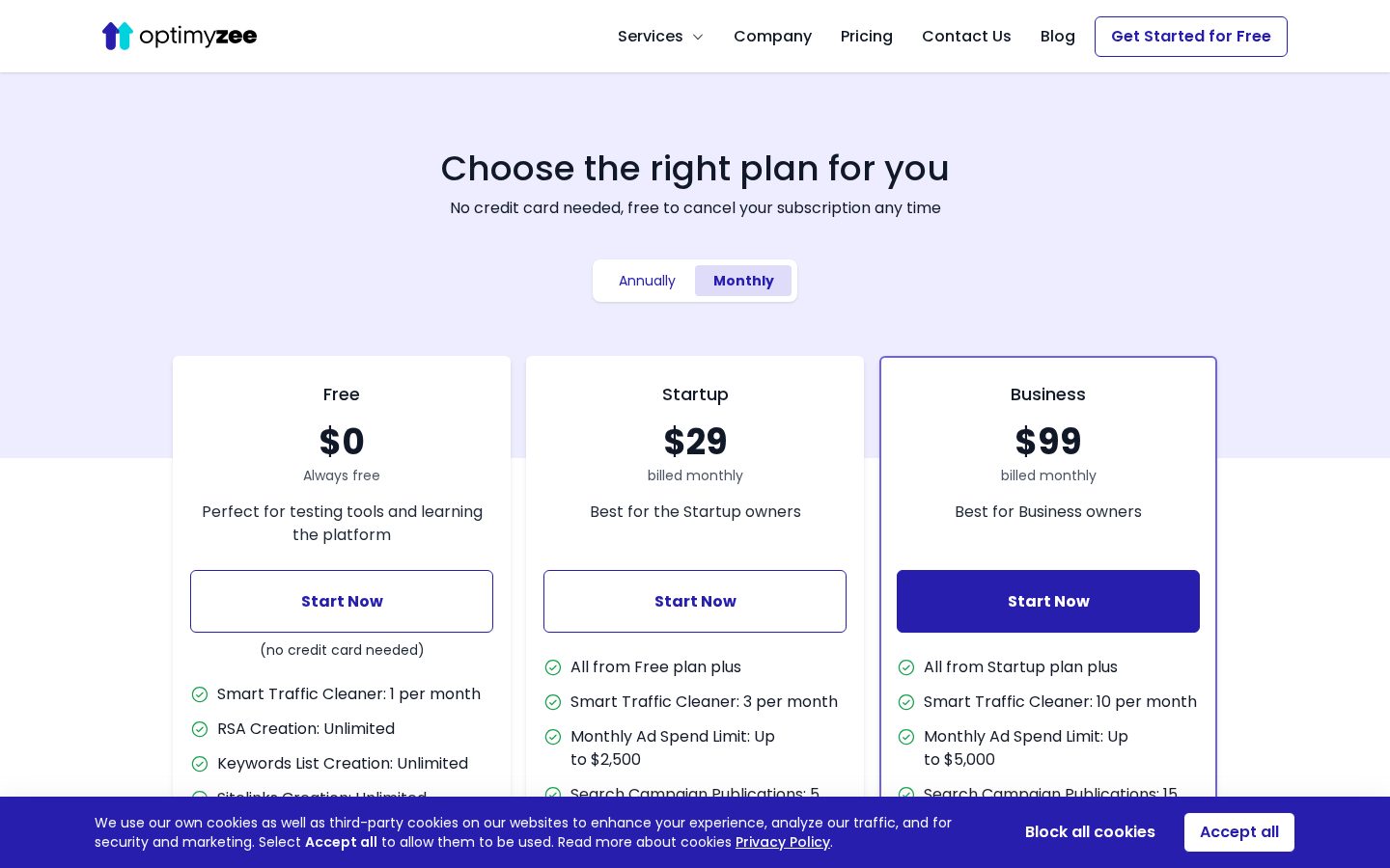 Optimyzee Pricing