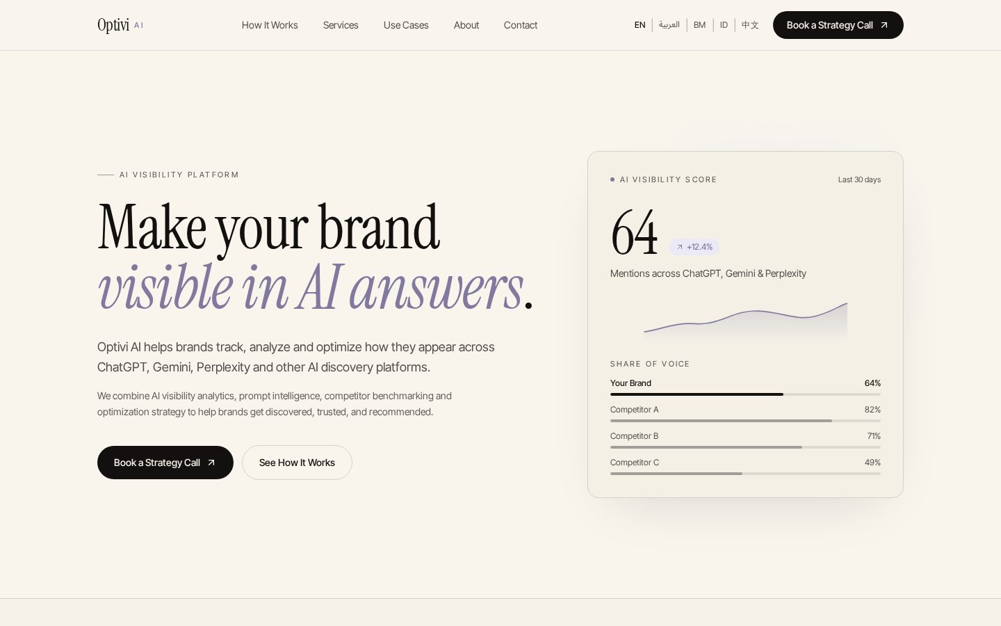 Optivi AI Homepage
