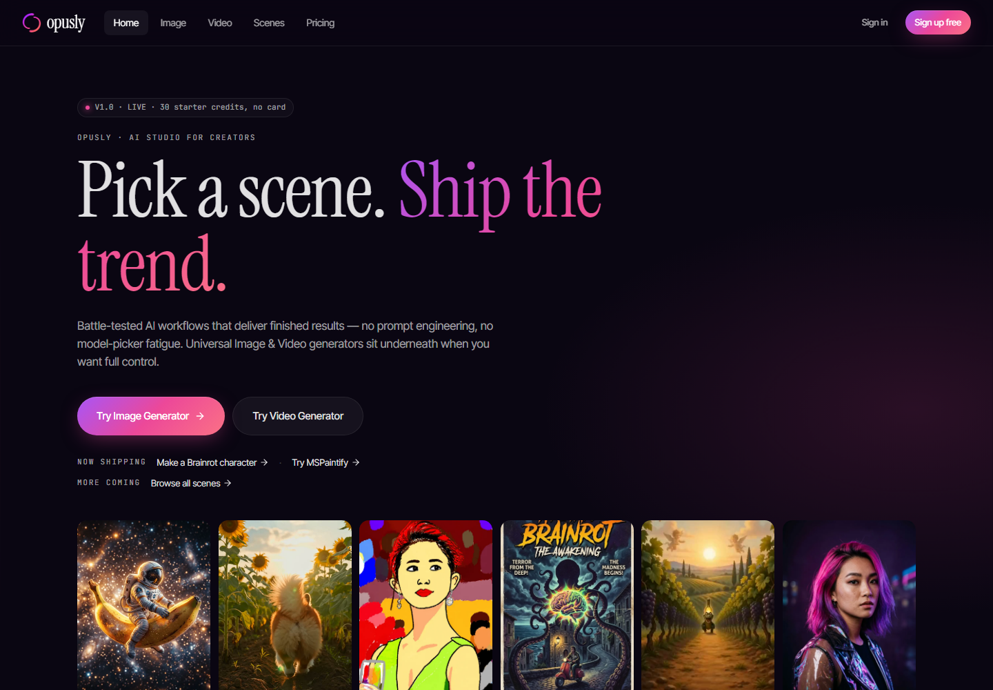 Opusly homepage