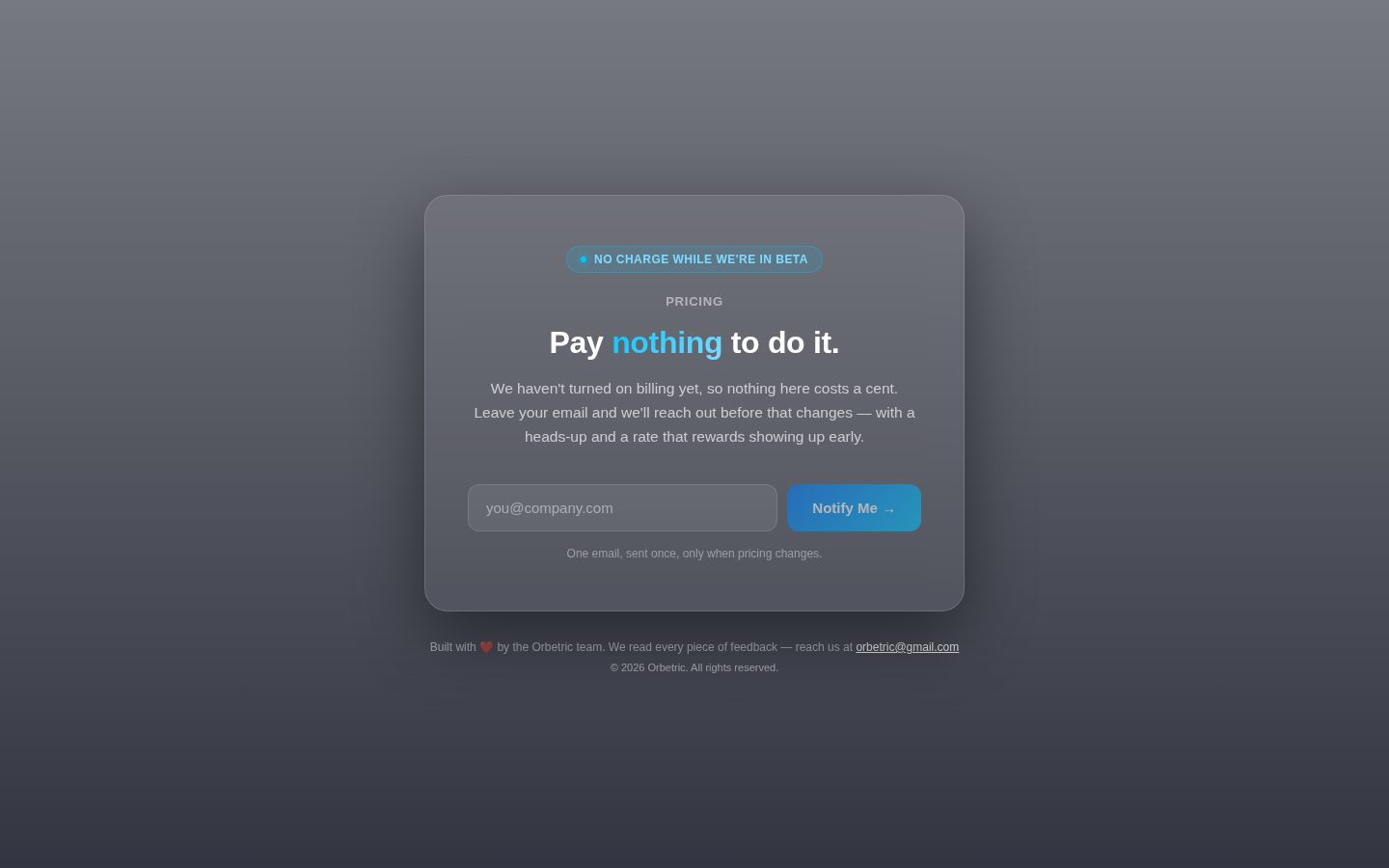 Orbetric Pricing