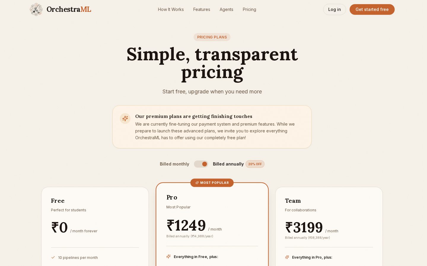 OrchestraML Pricing