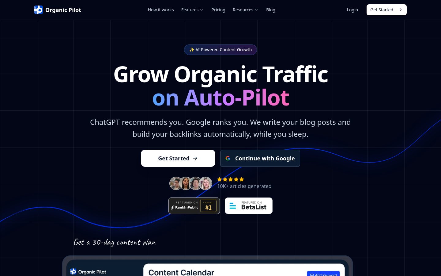 Organic Pilot Homepage
