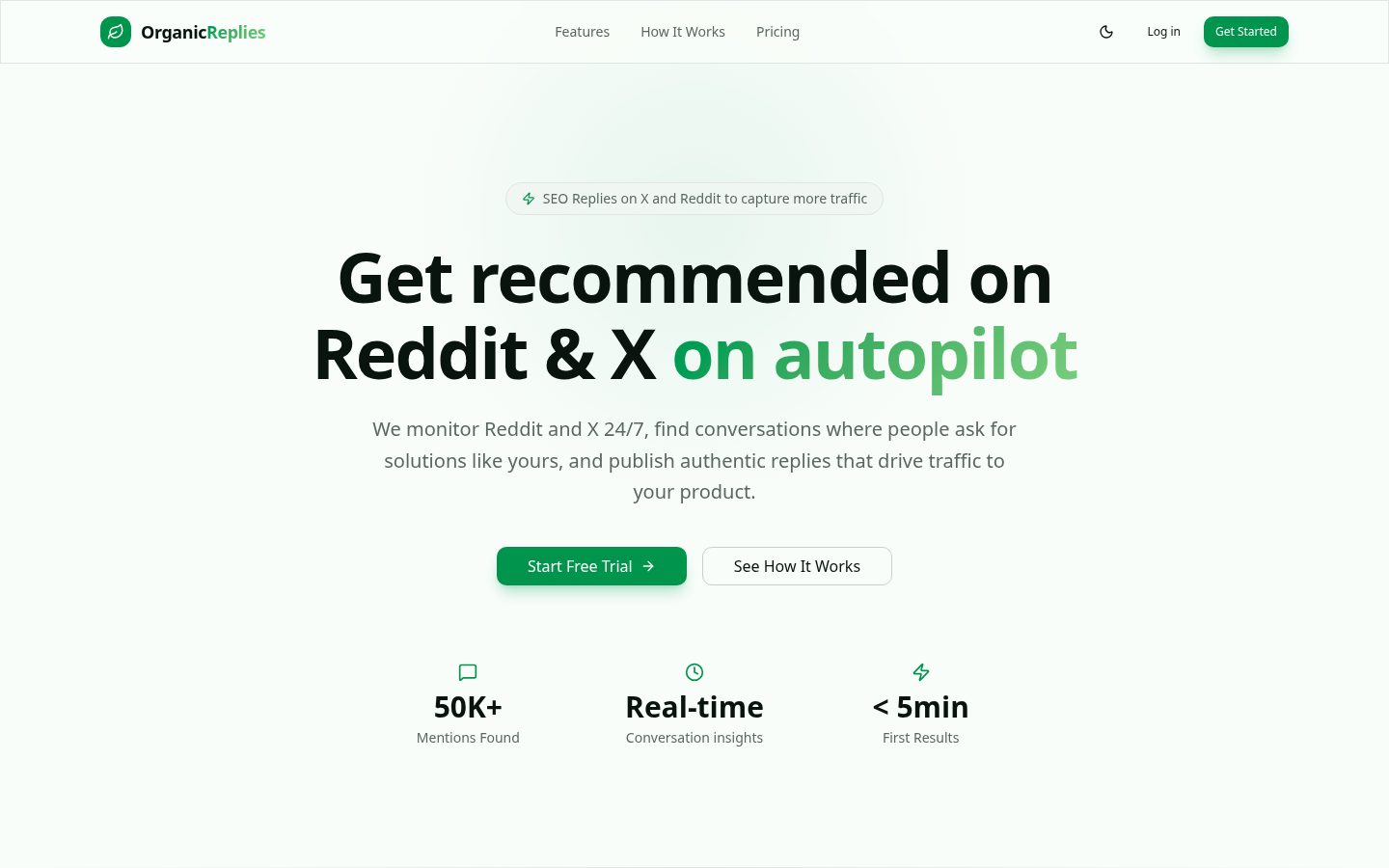 Organic Replies Homepage