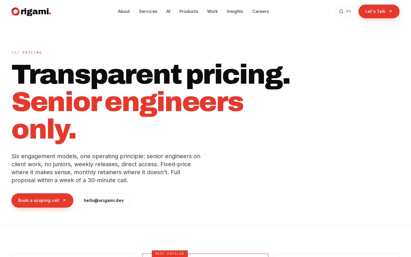 Origami Pricing