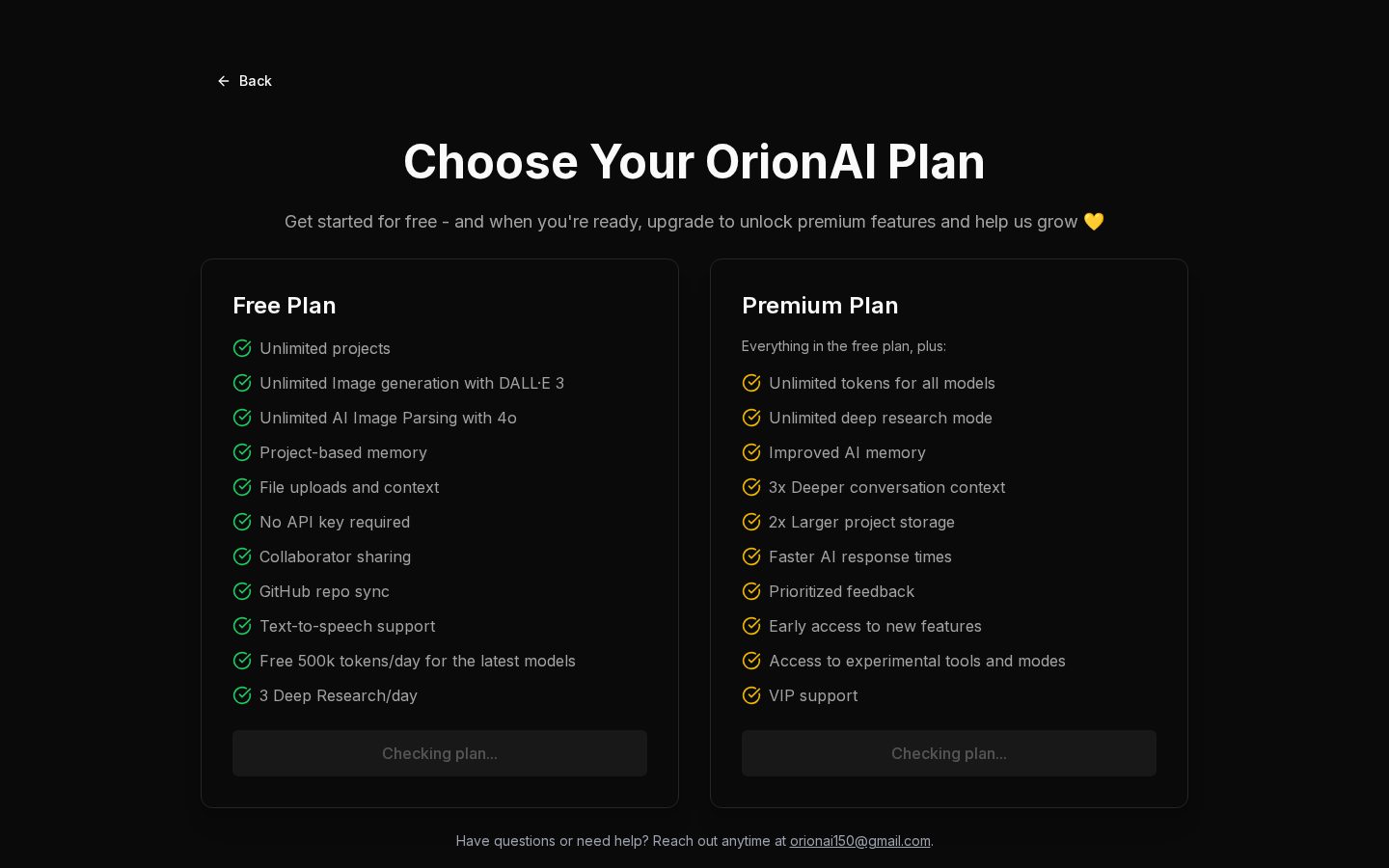 OrionAI Pricing
