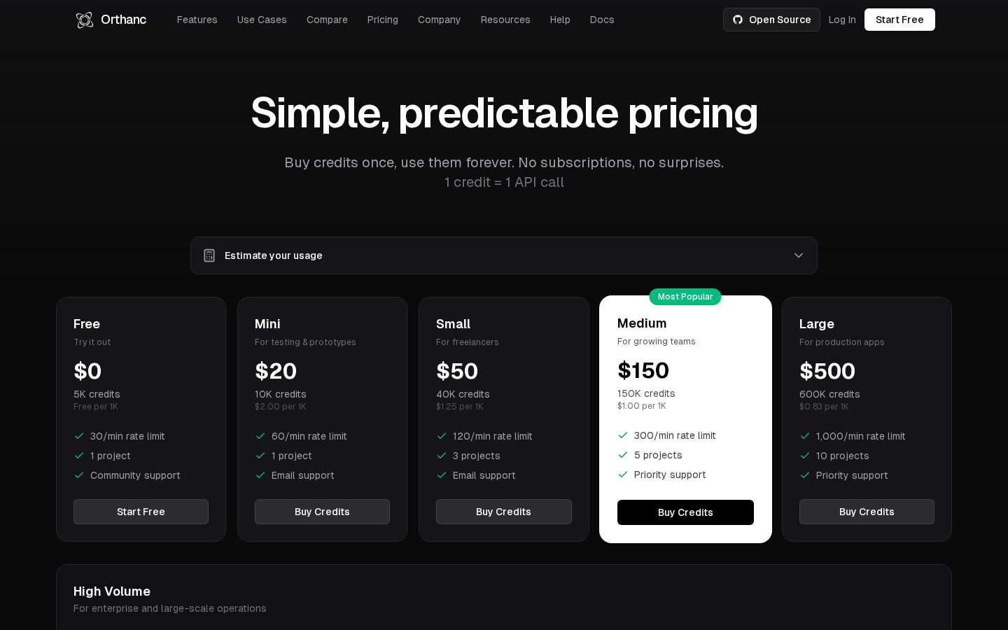 Orthanc Memory Engine Pricing