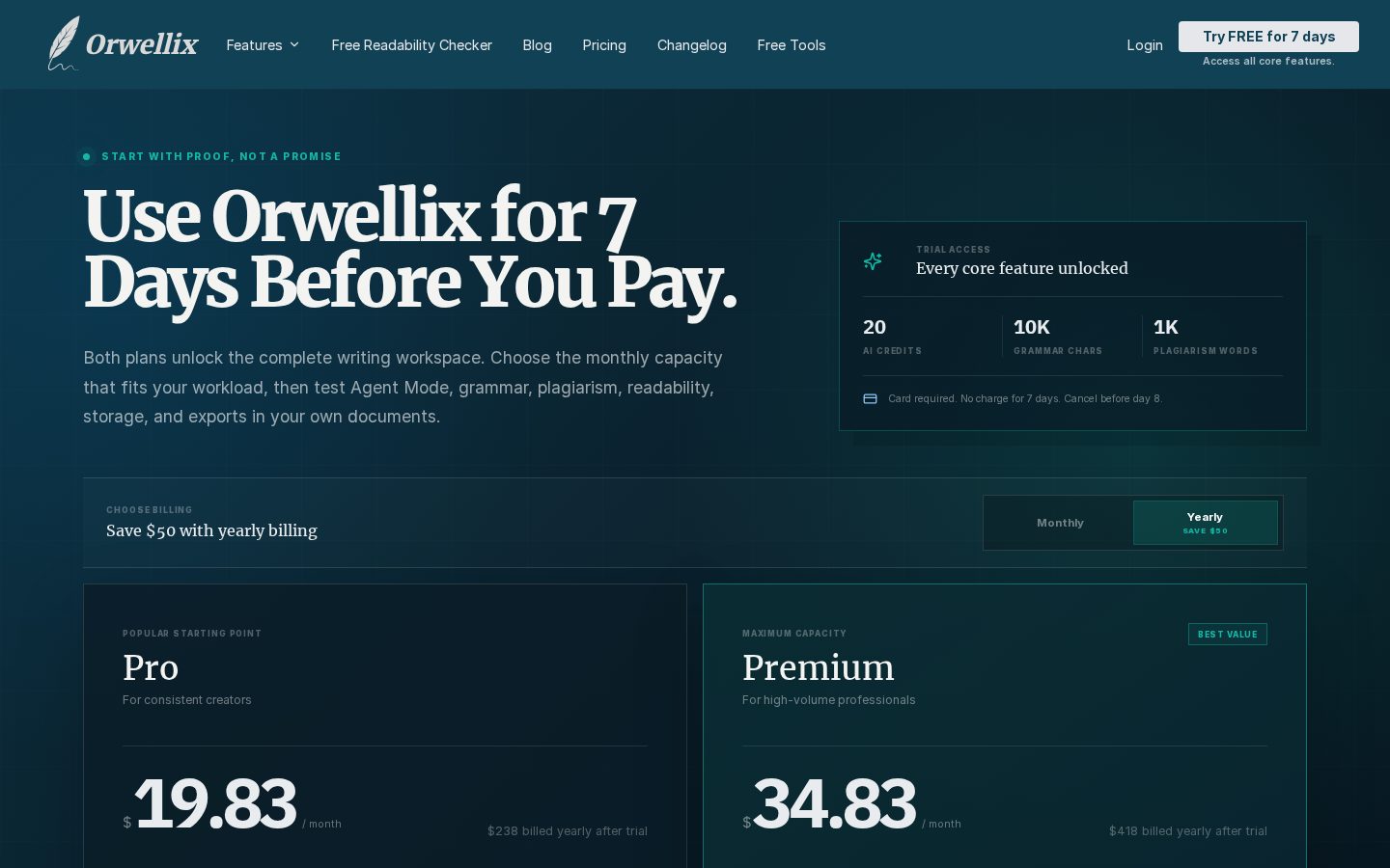 Orwellix Pricing