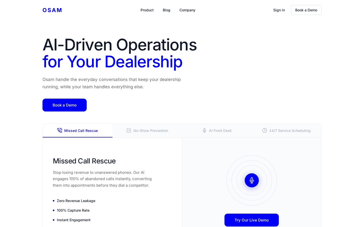 Osam Ai Homepage