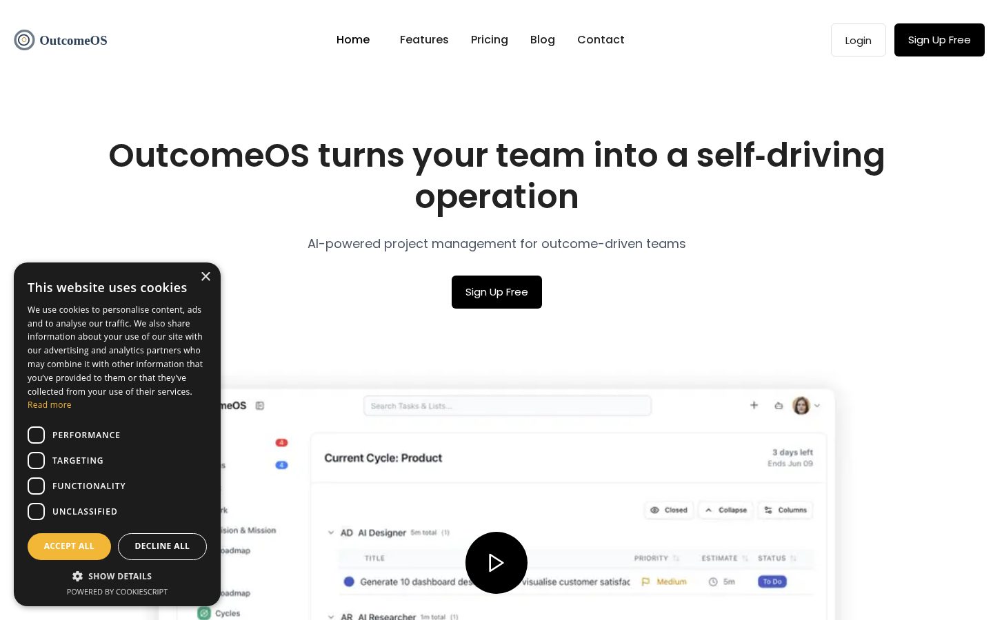 OutcomeOS Homepage