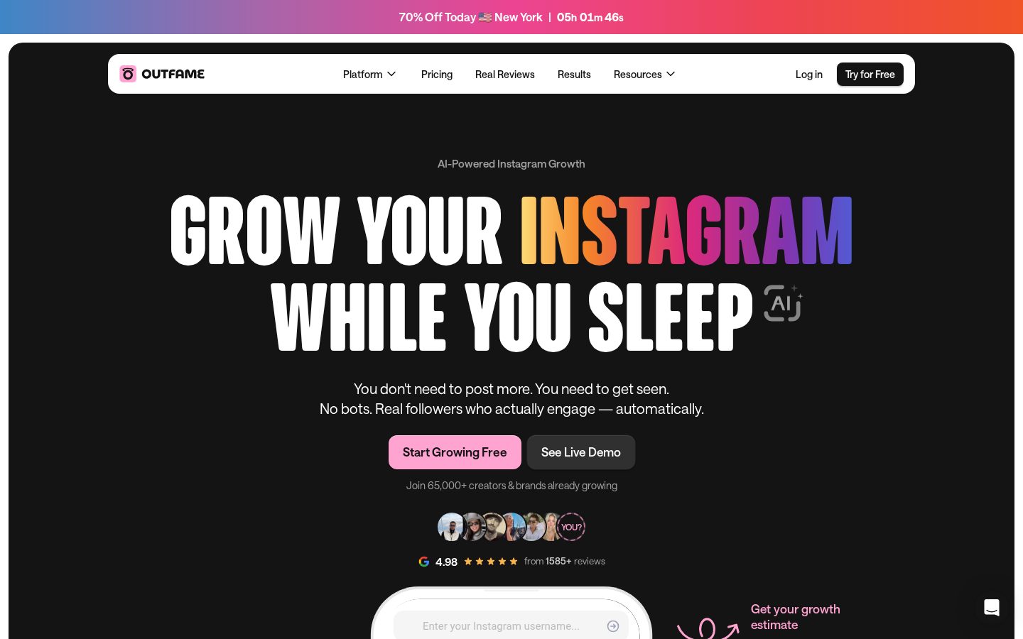Outfame Homepage