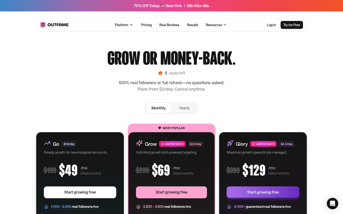Outfame Pricing