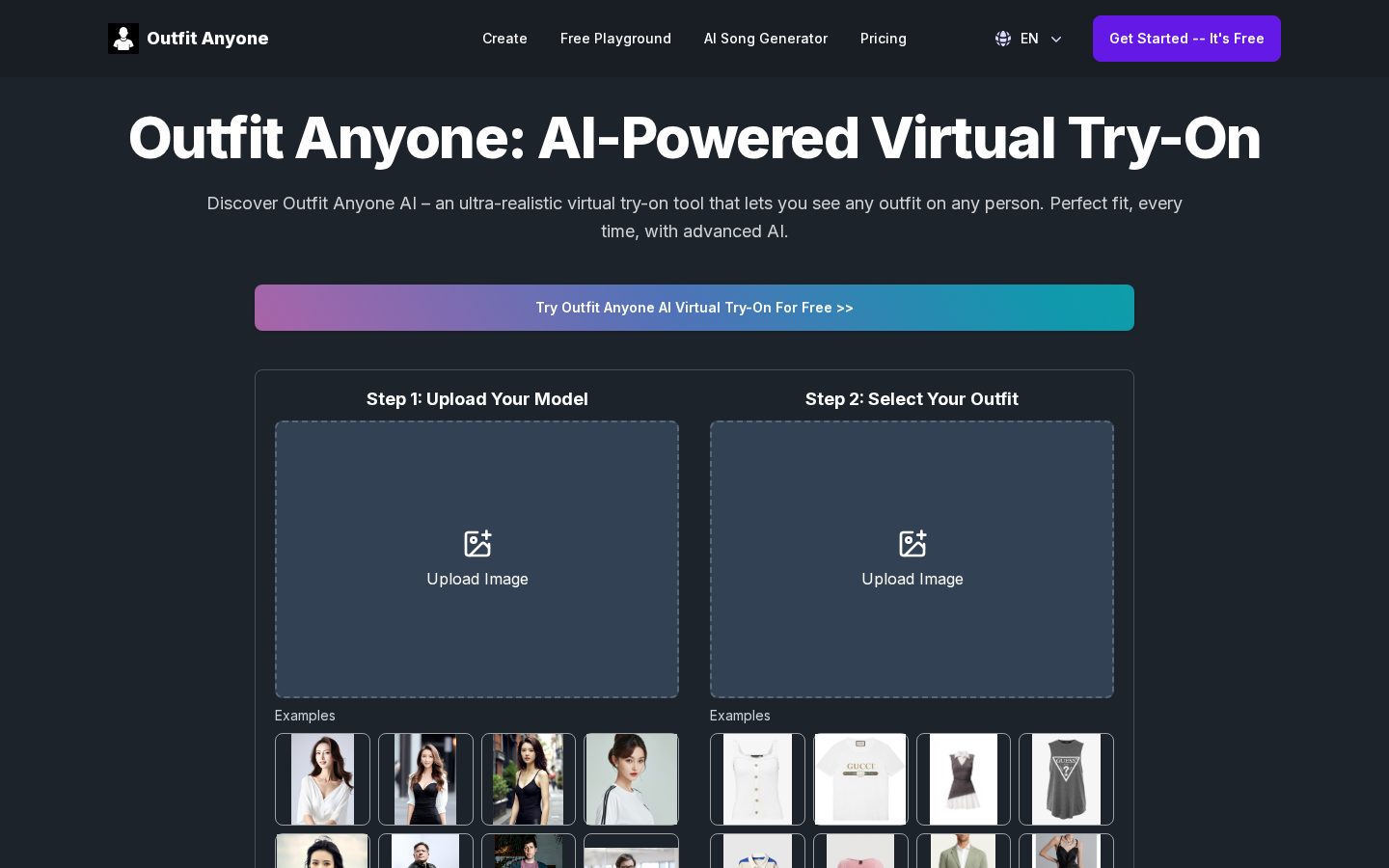 Outfit Anyone AI Homepage