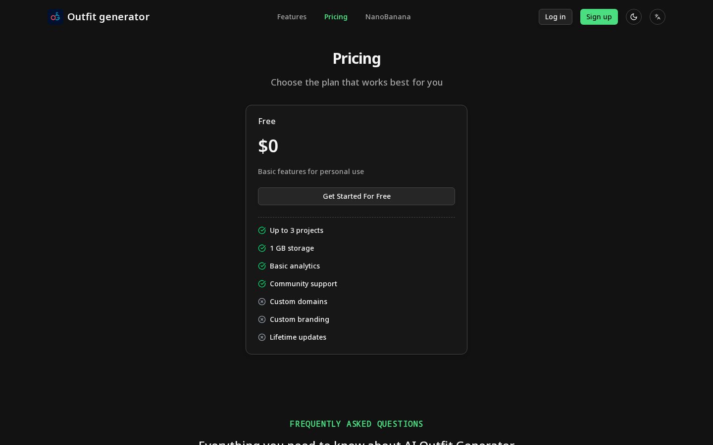 Outfit Generator Pricing
