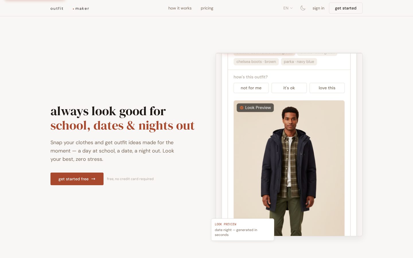 OutfitMaker.ai Homepage